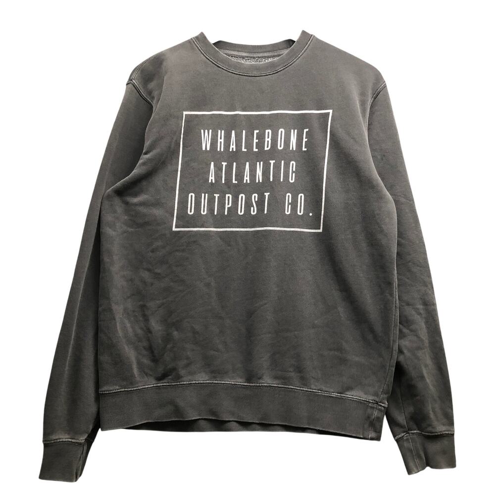 Whalebone Atlantic Outpost Co. Sweatshirt Mens Small Graphic Crew Neck Gray